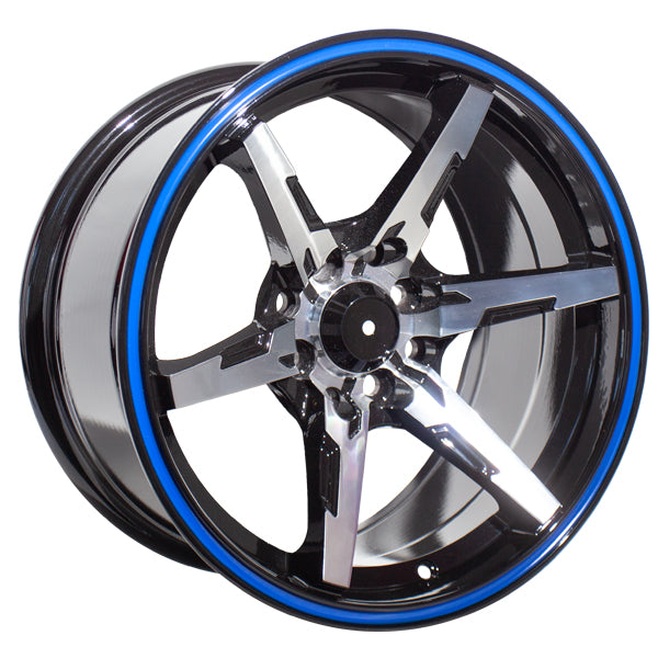 15" Evolution Racing Katana 8/100/114 8J ET10 CB73.1 Black Machines Face Wheels