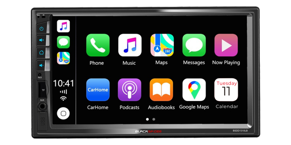 BlackSpider BSDD1310LB Double Din Bluetooth Wired Apple CarPlay Android Auto Radio