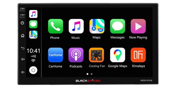 BlackSpider BSDD1470LB Double Din Wireless Apple CarPlay Android Auto Radio Long Base