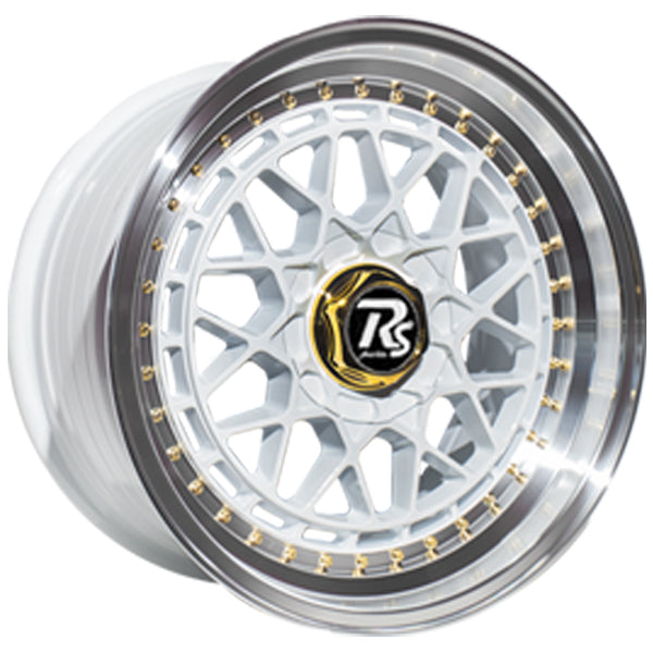 17" RS Flawless Ascari 9/100 8.5J ET25 CB73.1 White Lip Polish Wheels