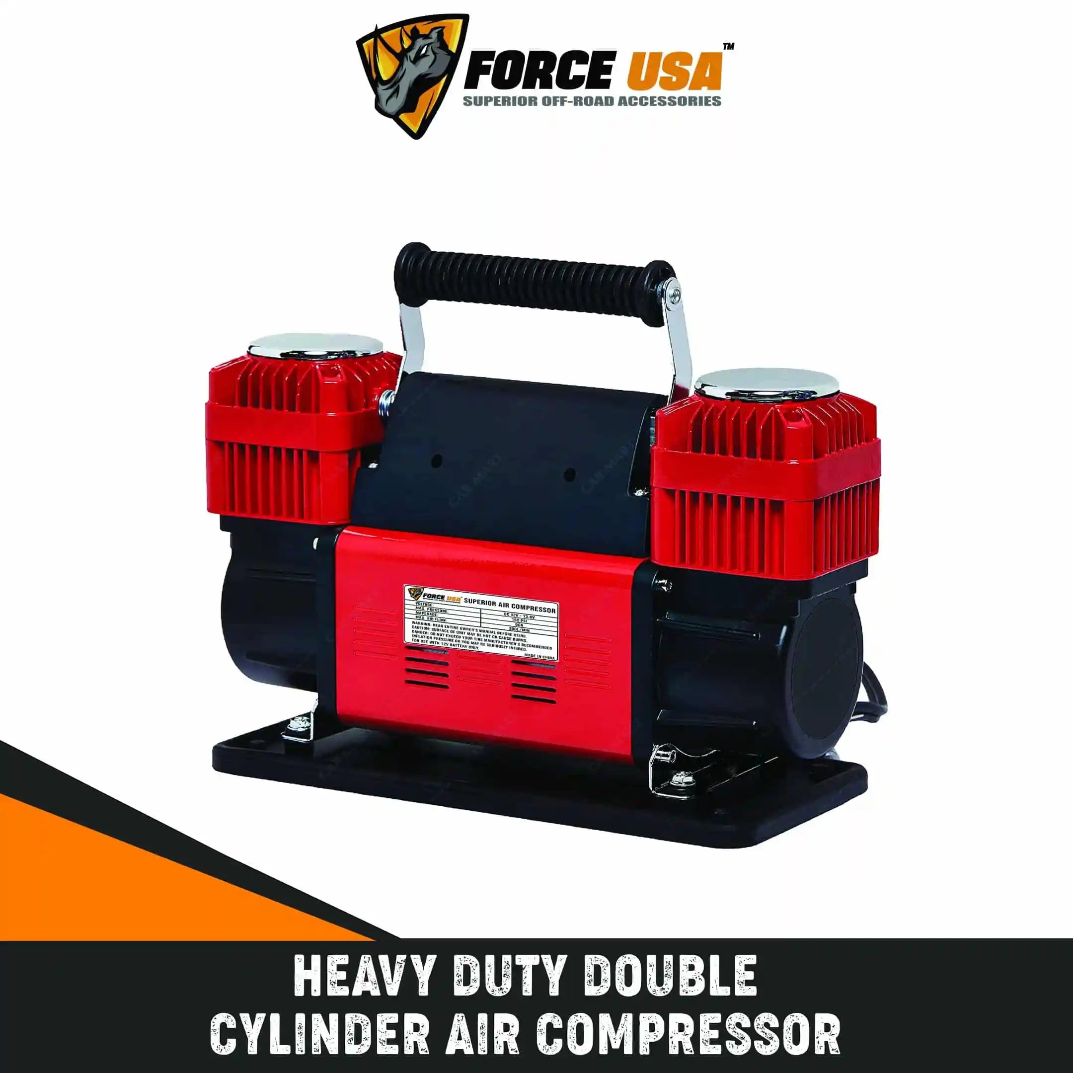 Force USA Heavy Duty Double Cylinder Air Compressor Max 150PSI - Red ...