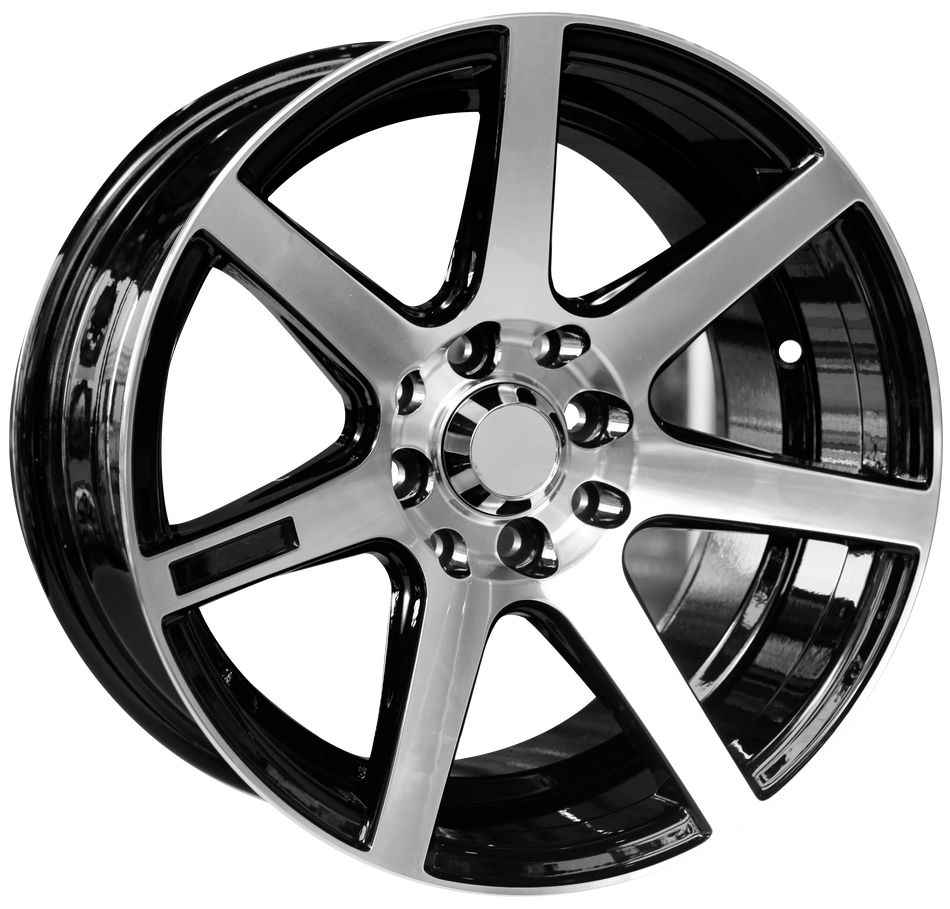 15" Evolution Racing  Scarlet 8/100/114 8J ET10 CH73.1 Black Machined Face Wheels
