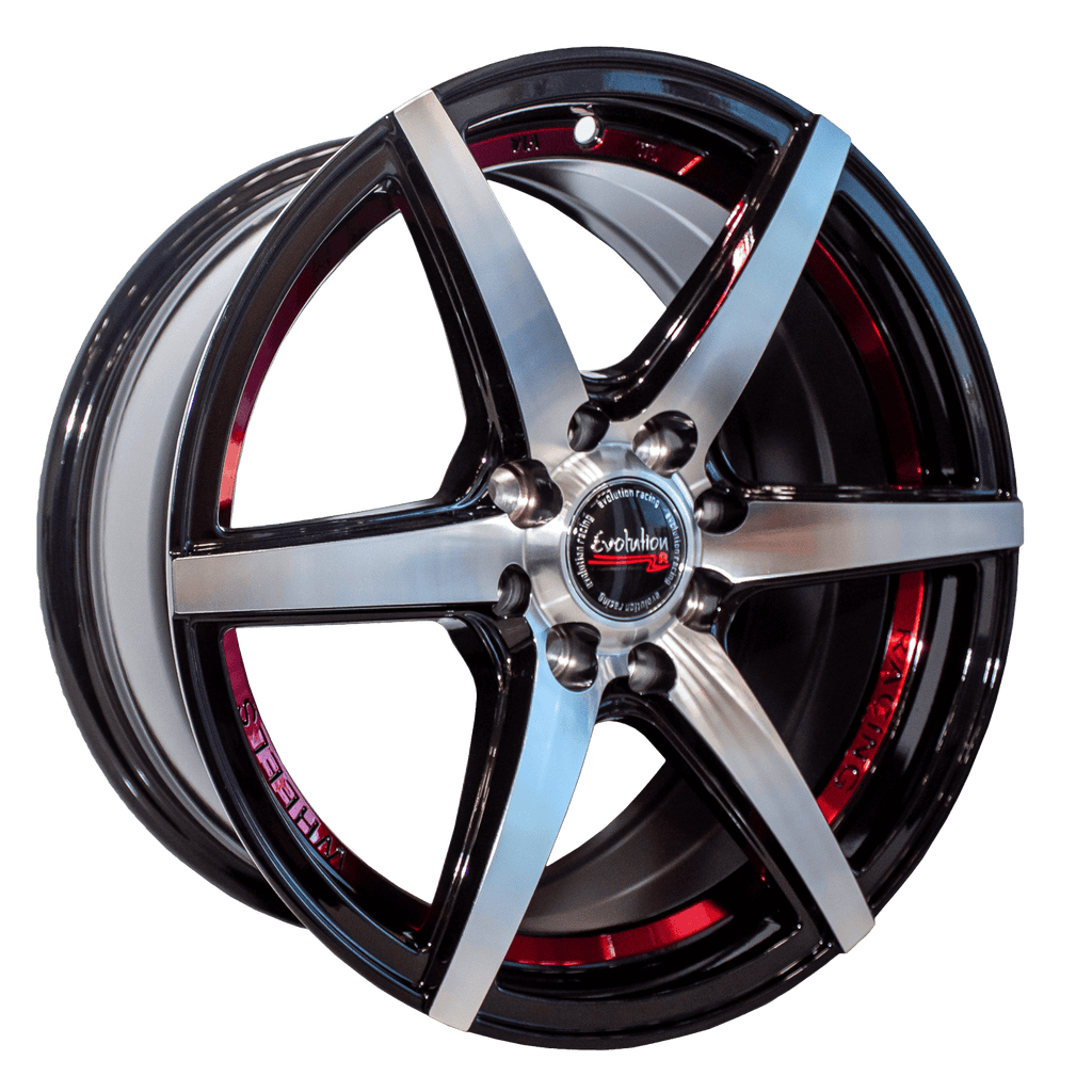 15 inch Antigua 15X7 4/114.3 & 4/100 ET35 CH73.1 Evolution Racing BKMF+RU (Set of 4 rims) for sale online at Evolution Wheel and Tyre.